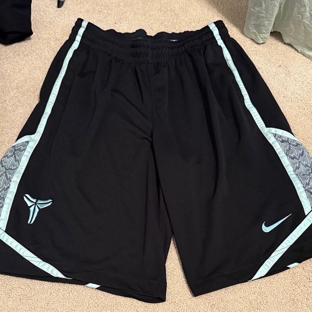Nike Dri-FIT Black Shorts with Light Blue Accents
